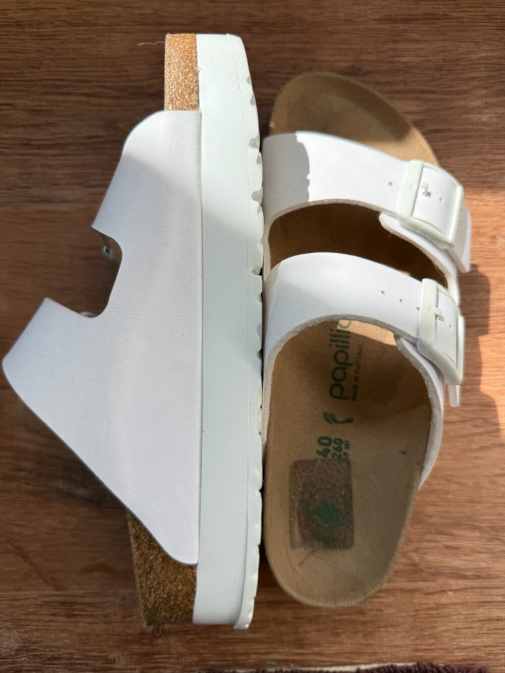 Birkenstock Arizona Platform Sandal, white, sz 40 - Picture 4 of 6